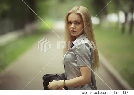 Portrait of a girl adult young beautiful fashionable Portrait of a girl adult young beautiful fashionable 35533323