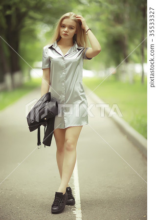 Summer beautiful young blonde in the park Summer beautiful young blonde in the park 35533327