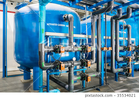 Large industrial water treatment and boiler room. Large industrial water treatment and boiler room. 35534021