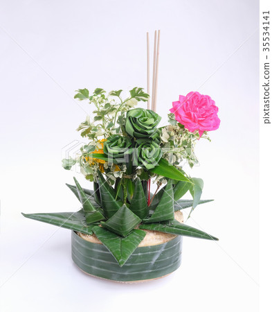 Decor plants and Loy Kratong day in Thai.Isolated 35534141