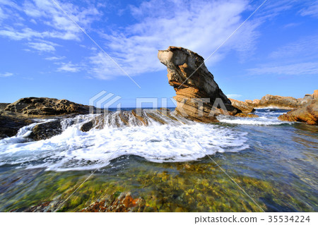 Taiwan, Northeast Point and Yilan Coast National Scenic Area, New Taipei City, South Yaqi Rock, Fur Seal Stone, Seaside, Coast 35534224