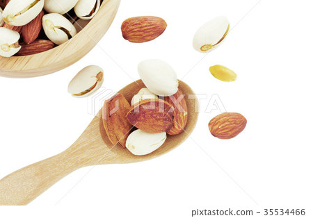 Almonds with a white background. Almonds with a white background. 35534466