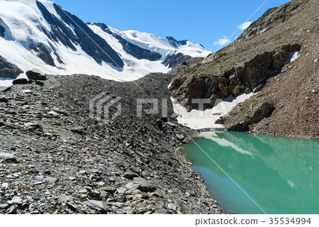 Blue lake in Aktru valley. Altai Republic, Russia Blue lake in Aktru valley. Altai Republic, Russia 35534994