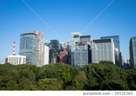 從皇宮東御苑看到的丸之內的風景 從皇宮東御苑看到的丸之內的風景 35535265