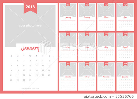 calendar 2018 with image space vector design calendar 2018 with image space vector design 35536766