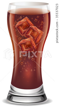 soft drink in glass with ice cubes soft drink in glass with ice cubes 35537023