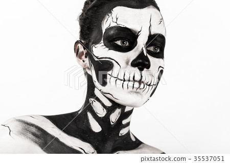 Attractive girl with skeleton makeup 35537051