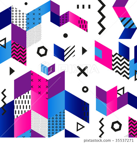 Funky seamless abstract geomertic pattern - modern 35537271