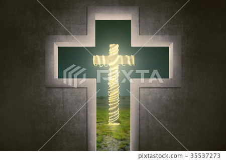 Cross shape with christ symbol Cross shape with christ symbol 35537273