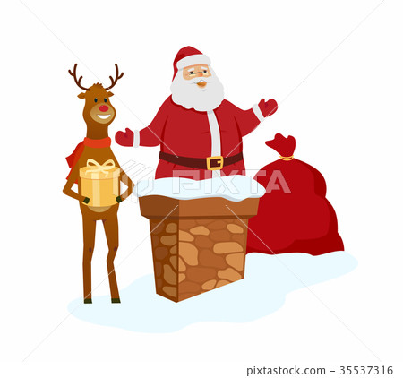 Happy Santa Claus with reindeer - cartoon 35537316