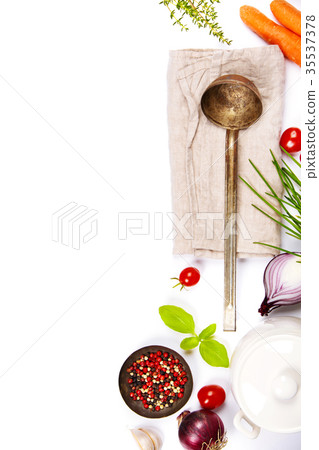 Colorful food ingredients on white background 35537378