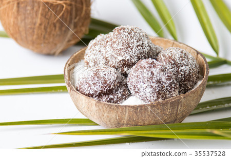Homemade coconut cookies in a shell Homemade coconut cookies in a shell 35537528