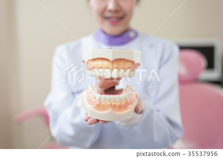 Female patient with dental checkup Female patient with dental checkup 35537956