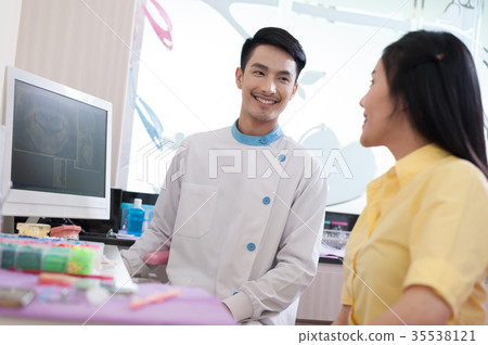 Female patient with dental checkup Female patient with dental checkup 35538121