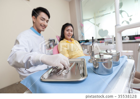 Female patient with dental checkup Female patient with dental checkup 35538128