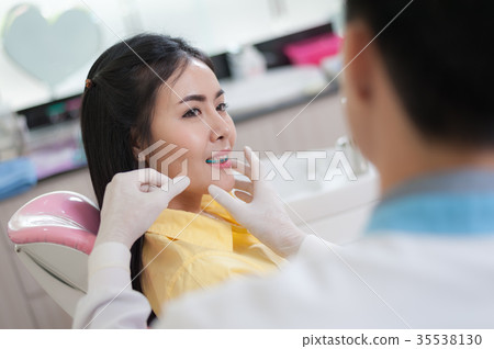 Female patient with dental checkup 35538130