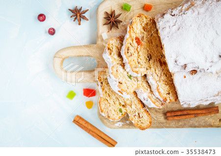 Christmas stollen, light background. 35538473