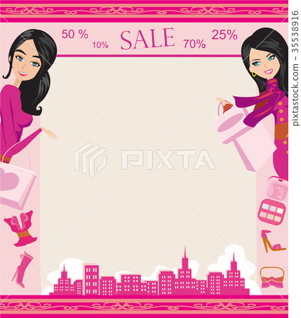 Fashion girls Shopping card 35538916