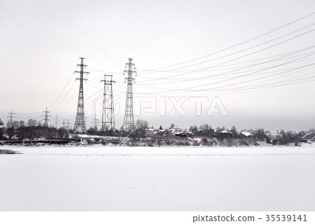 View of Neva River at cloud day. 35539141