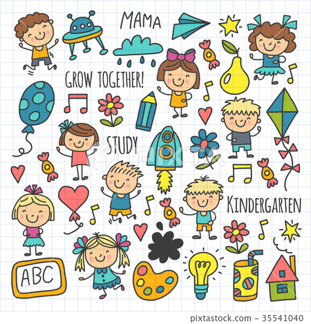 Kids drawing Kindergarten School Happy children 35541040