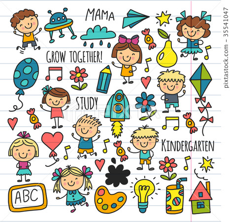 Kids drawing Kindergarten School Happy children Kids drawing Kindergarten School Happy children 35541047