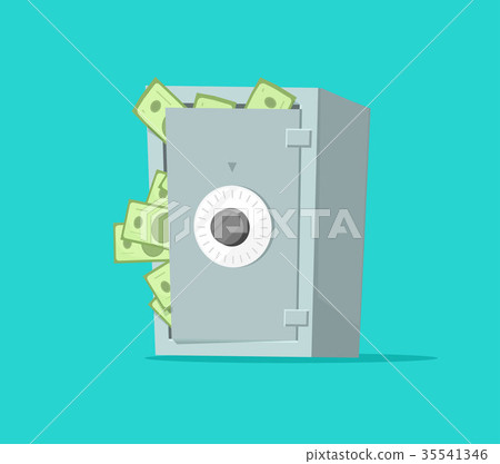 Safe deposit box full of paper money vector 35541346