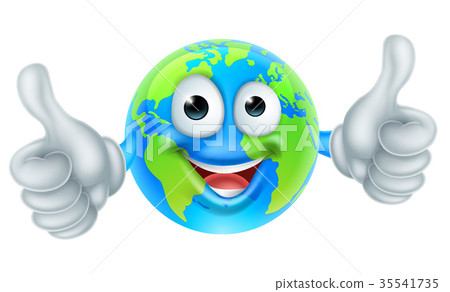 Cartoon Character World Earth Day Thumbs Up Mascot Cartoon Character World Earth Day Thumbs Up Mascot 35541735