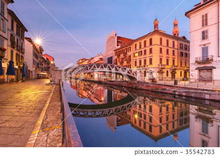 Naviglio Grande canal in Milan, Lombardia, Italy 35542783