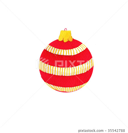 Red ball for Christmas three drawn watercolor Red ball for Christmas three drawn watercolor 35542788