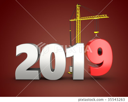 3d 2019 year silver sign 3d 2019 year silver sign 35543263