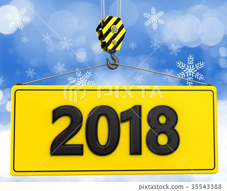 3d crane hook with 2018 sign 3d crane hook with 2018 sign 35543388
