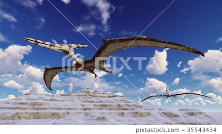 Flying pterodactyl against the beautiful 35543434