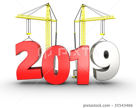 3d 2019 year with crane 3d 2019 year with crane 35543466
