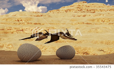 Egg and pterodactyl 3d rendering Egg and pterodactyl 3d rendering 35543475