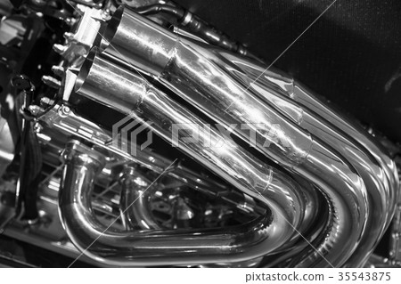 Exhaust pipes. Shiny motor parts, V12 35543875