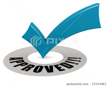 Approved word and blue check mark Approved word and blue check mark 35543961