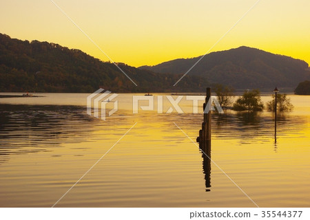 Toshi Dam A view of the park and water mirror of the dam lake which was flooded Toshi Dam A view of the park and water mirror of the dam lake which was flooded 35544377