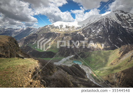 Scenic view on Caucasus mountains in Georgia. A Scenic view on Caucasus mountains in Georgia. A 35544548