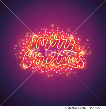 Merry Christmas Colorful Poster with Magic Merry Christmas Colorful Poster with Magic 35544549
