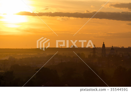 Beautiful view on sunset. Calm horizon and Beautiful view on sunset. Calm horizon and 35544591