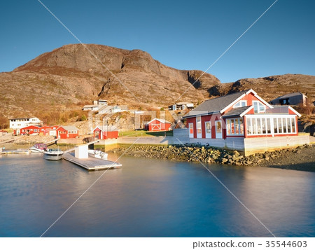 Traditional Fishing Village Cottages At The Coast Stock Photo