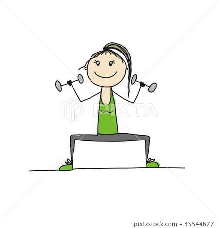 Girl doing sport exercises, sketch for your design 35544677