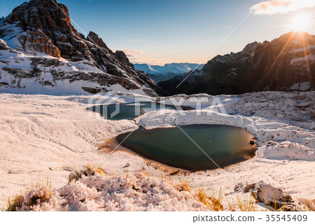 mountain lake in Dolomites Alps mountain lake in Dolomites Alps 35545409