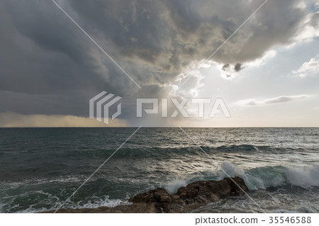 Stormy dramatic seascape in Istria, Croatia. Stormy dramatic seascape in Istria, Croatia. 35546588