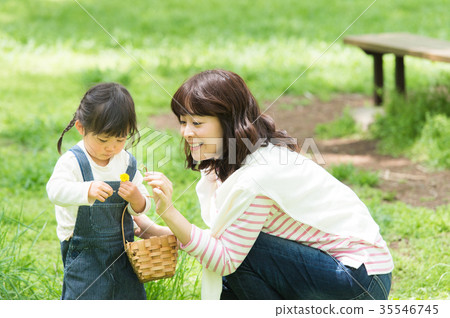 父母和孩子在公園玩耍 父母和孩子在公園玩耍 35546745