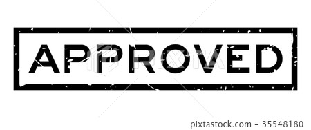 Grunge black approved square rubber stamp Grunge black approved square rubber stamp 35548180