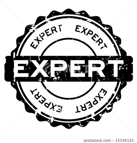 Grunge black expert round rubber seal stamp - Stock Illustration ...