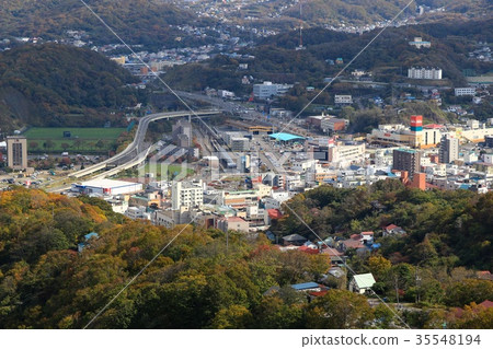 Muroran city area seen from surveying mountain 35548194