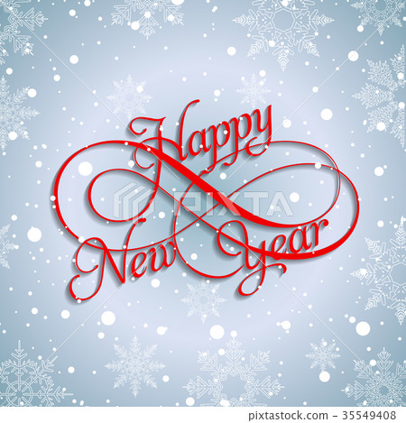 Winter card Happy New Year, banner blue red color Winter card Happy New Year, banner blue red color 35549408