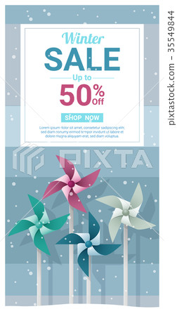 Winter sale banner with colorful pinwheels 35549844
